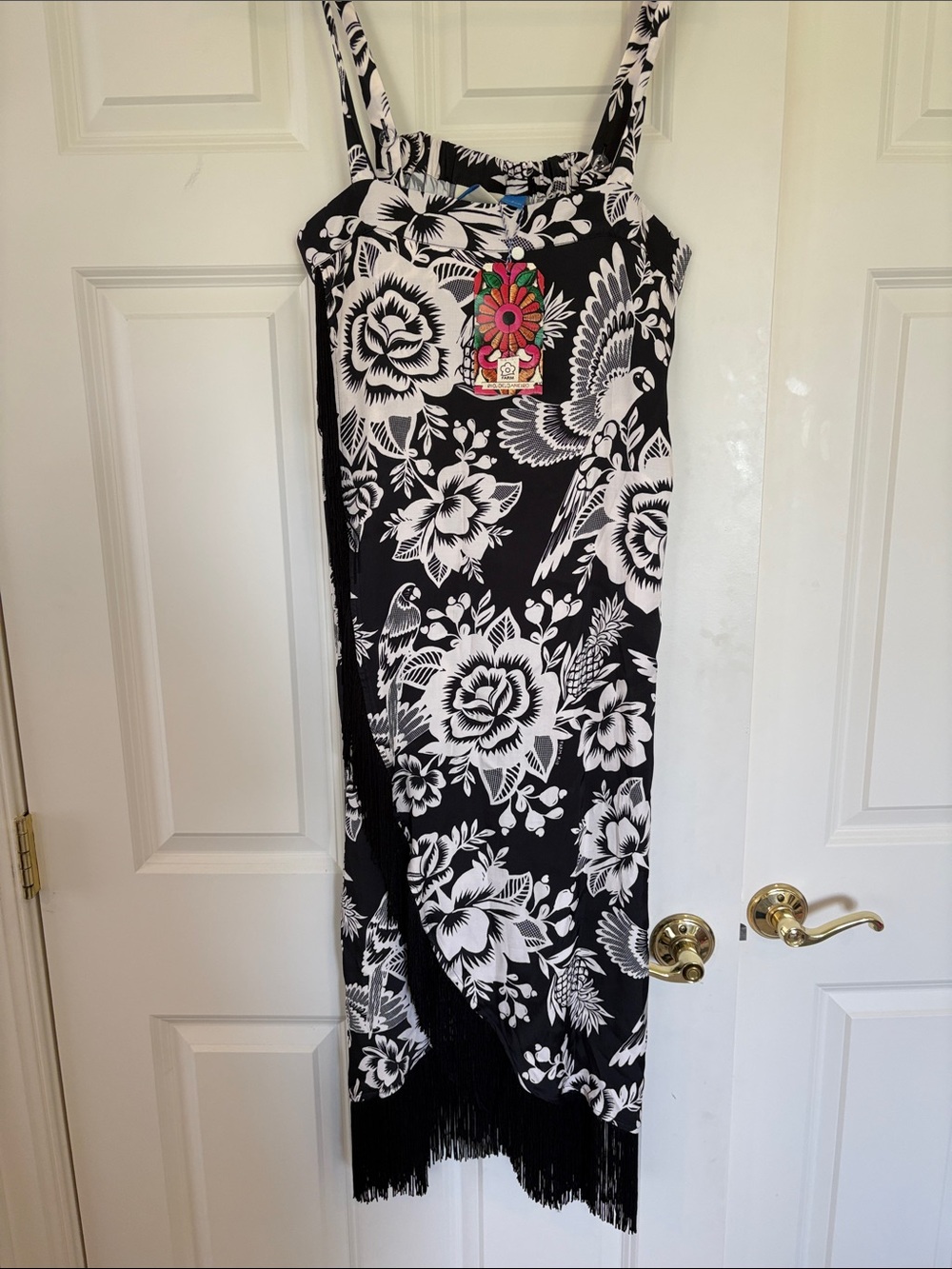 FARM Rio Black and White Tropical Floral Dress